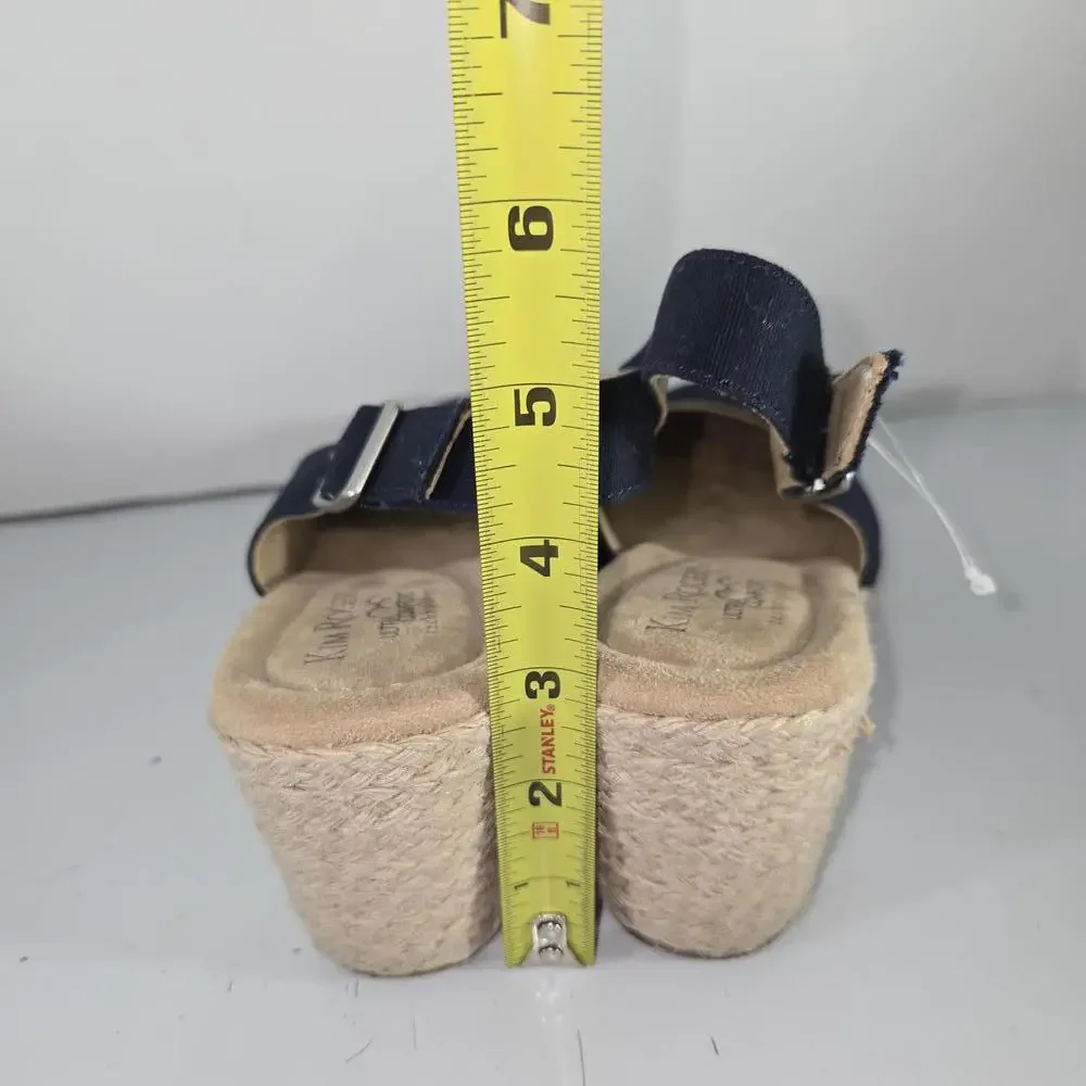Kim‎ Rogers Dyann Ultra Comfort Navy Blue Slingback Wedge Shoes Sz 9.5M